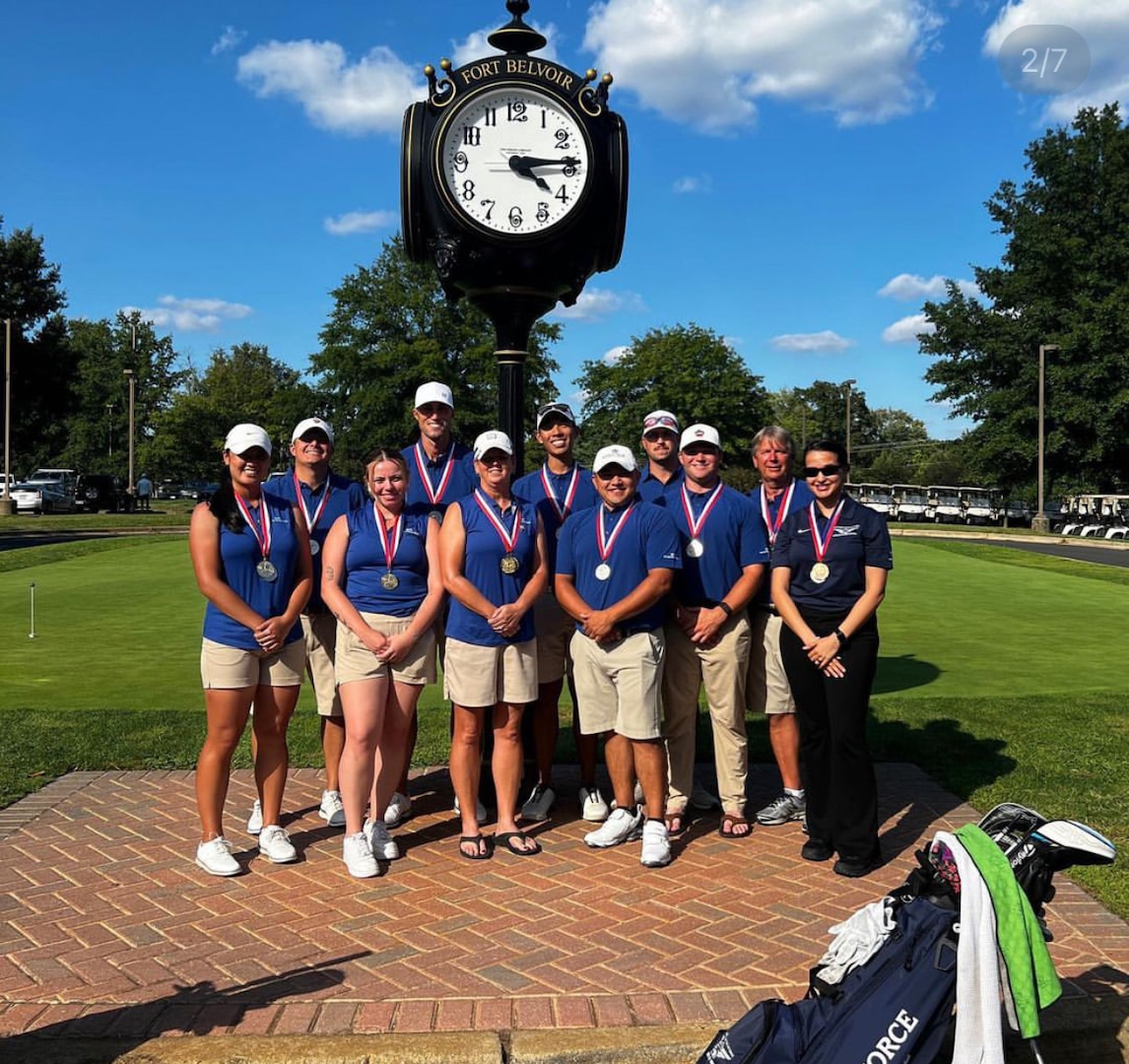 Air Force women and Air Force men capture team gold and silver respectively during the 2022 Armed Forces Golf Championship hosted by Army at Fort Belvoir, Virgina.  Championship features teams from the Army, Marine Corps, Navy (with Coast Guard players), and Air Force (with Space Force players).  Department of Defense Photo by Mr. Steven Dinote - Released.
