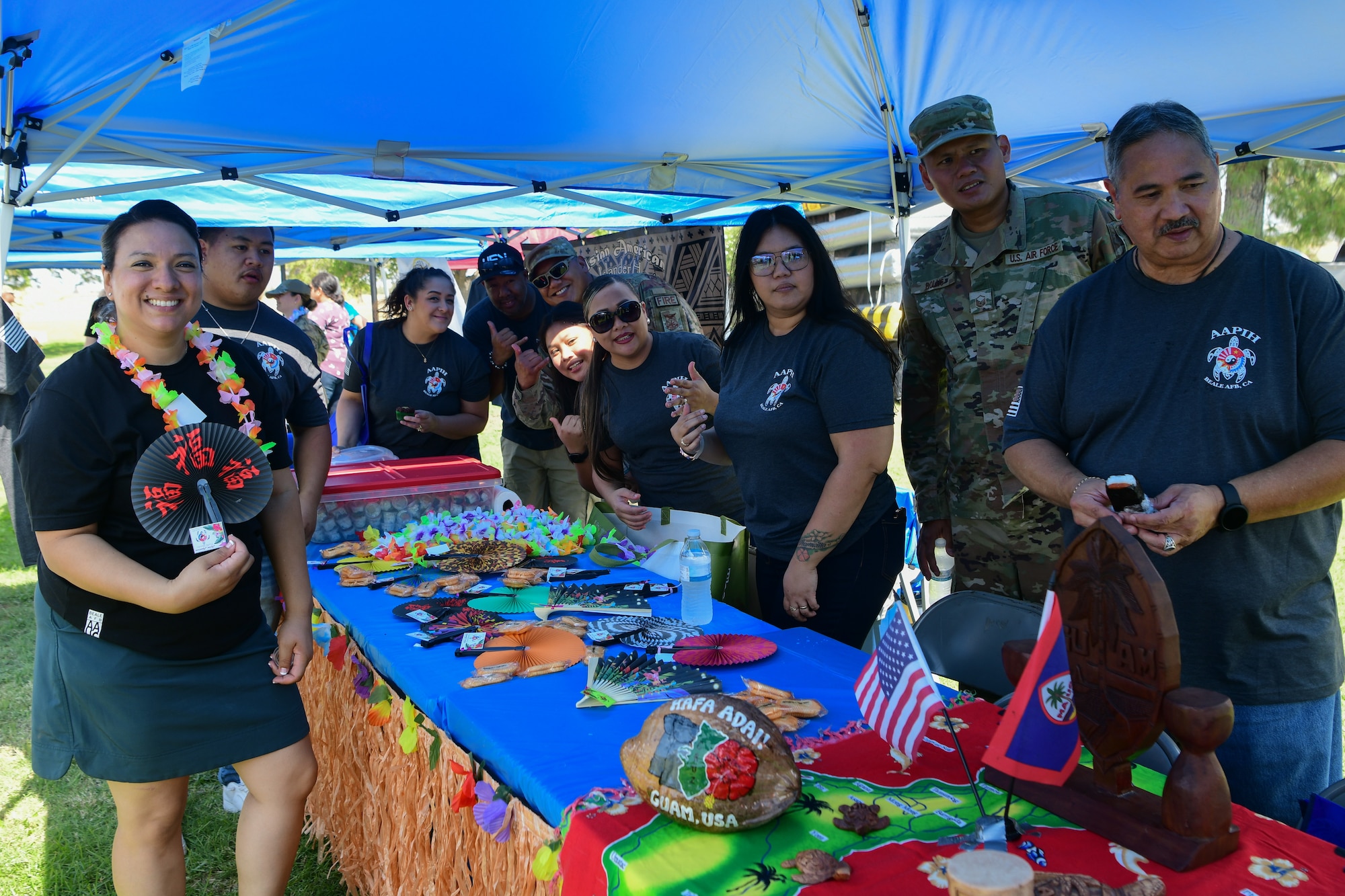 The Asian American Pacific Islander Heritage Committee pose for a group photo for Recce Connect Day at Beale Air Force Base, Cali. on Sept. 16, 2022.