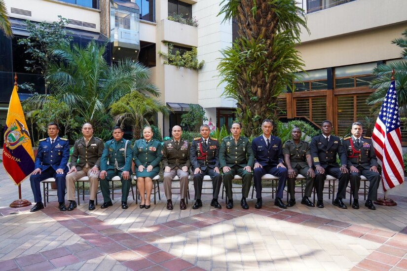 Multinational senior enlisted participants of the South American Defense Conference 2022 pose for a group photo.