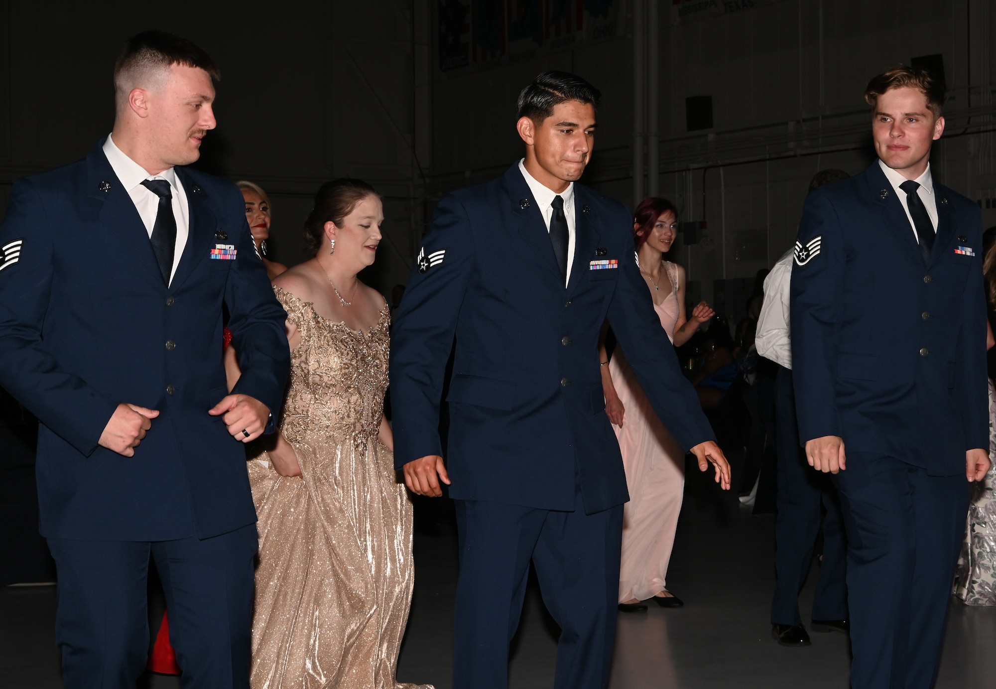 Airmen dance at the Air Force Ball at Whiteman Air Force Base, Missouri, September 16, 2022. The AF Ball not only celebrates the 75th anniversary of the Air Force being established, but also the 80th anniversary of Whiteman AFB being established. (U.S. Air Force photo by Airman 1st Class Joseph Garcia)