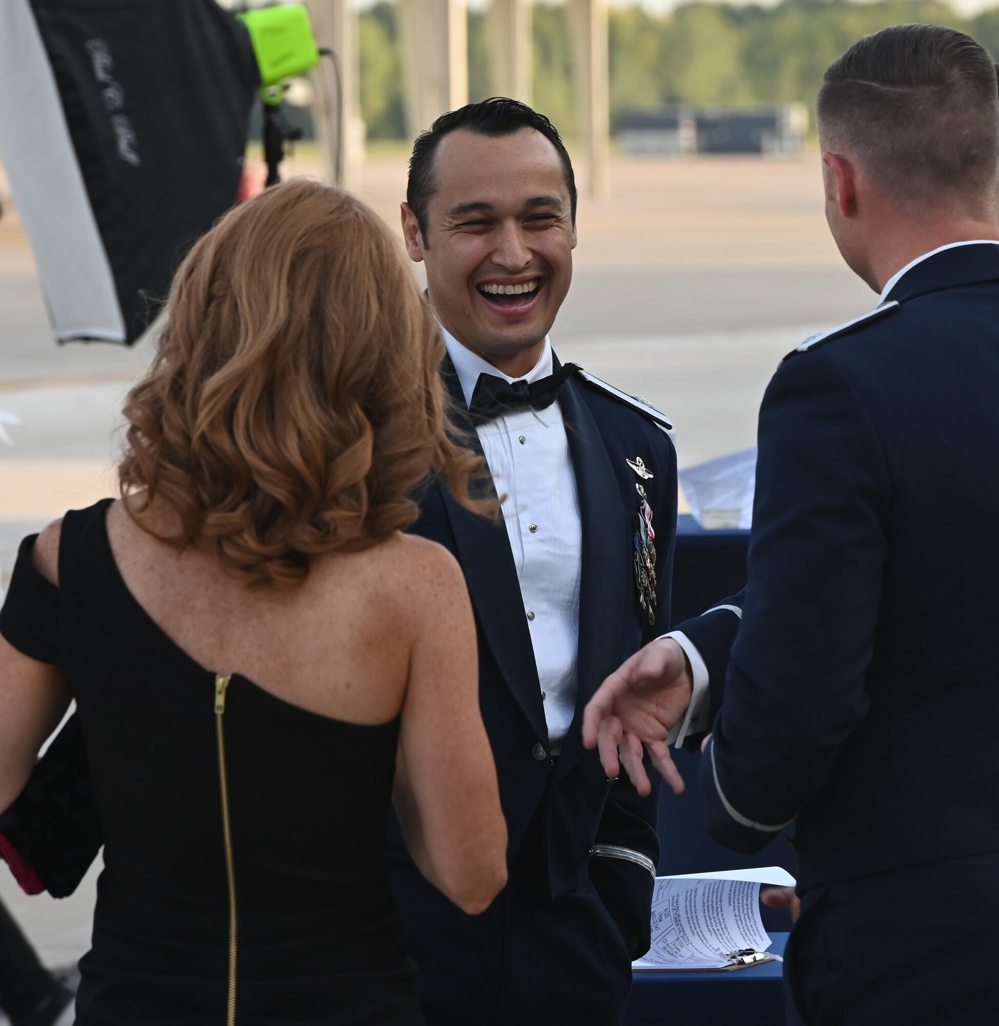 Airmen converse at the Air Force Ball at Whiteman Air Force Base, Missouri, September 16, 2022. The AF Ball not only celebrates the 75th anniversary of the Air Force being established, but also the 80th anniversary of Whiteman AFB being established. (U.S. Air Force photo by Airman 1st Class Joseph Garcia)