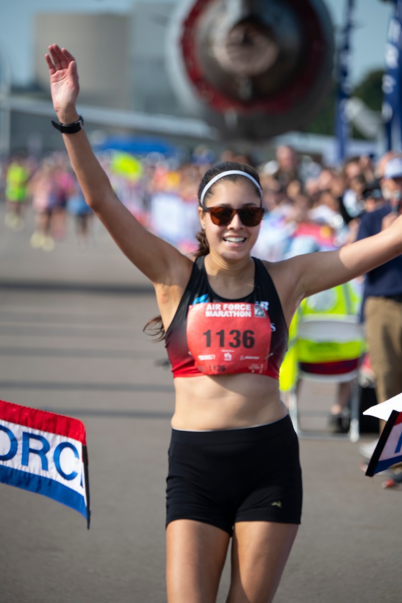 Gabby Bobadilla finishes the Air Force Marathon with a time of 3 hours, 7 seconds to become the 2022 female champion. Bobadilla competed among thousands of runners in the 26th annual Air Force Marathon on Sept. 17 at Wright-Patterson Air Force Base, Ohio.