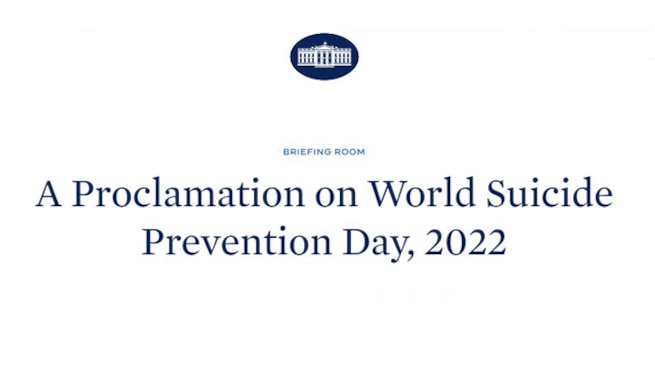 Graphic with text "A Proclamation on World Suicide Prevention Day, 2022."