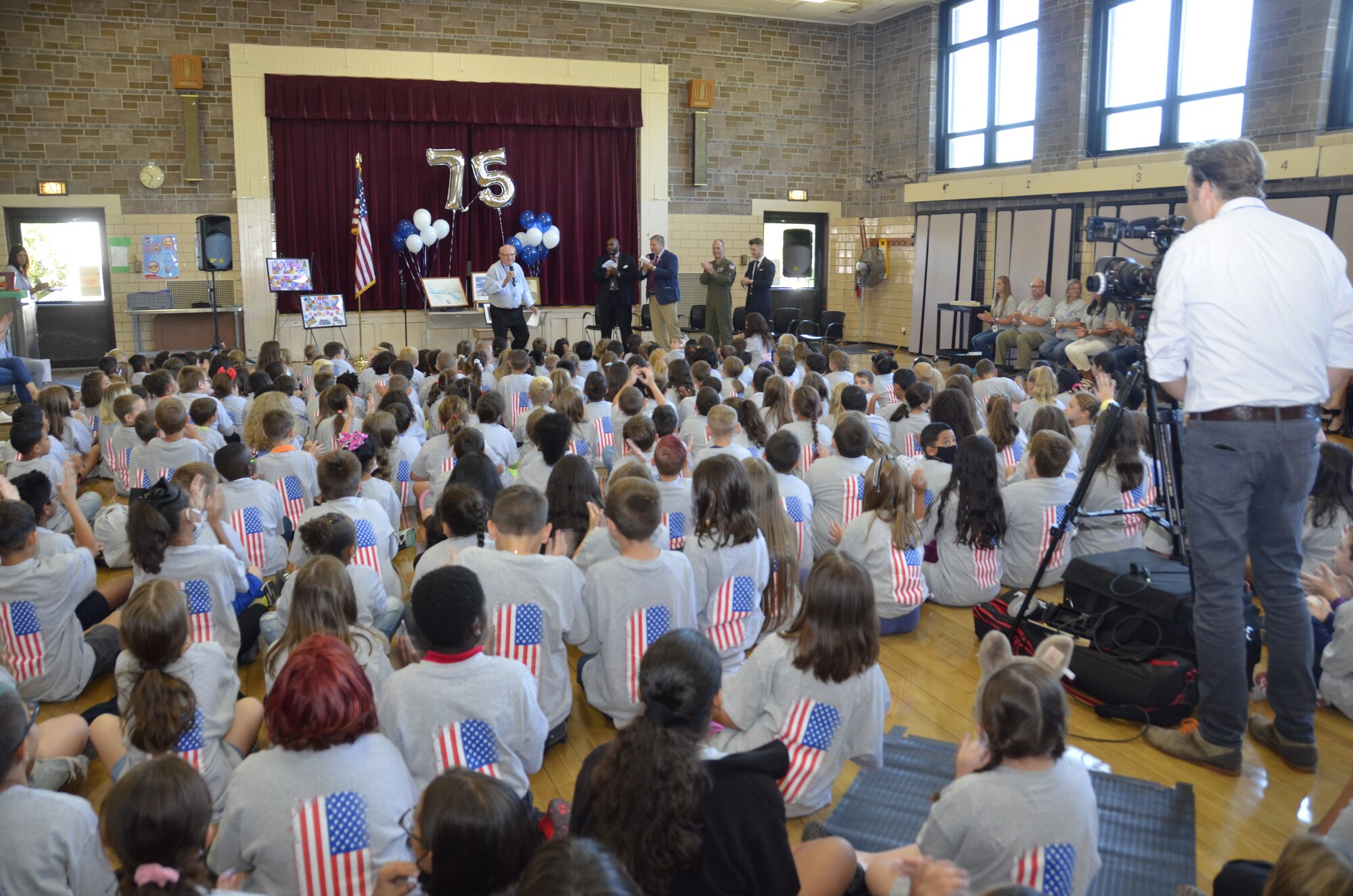 Children at Chicopee’s Herbert Bowie Elementary School held a 75th Air Force Birthday party, on Sept. 15.