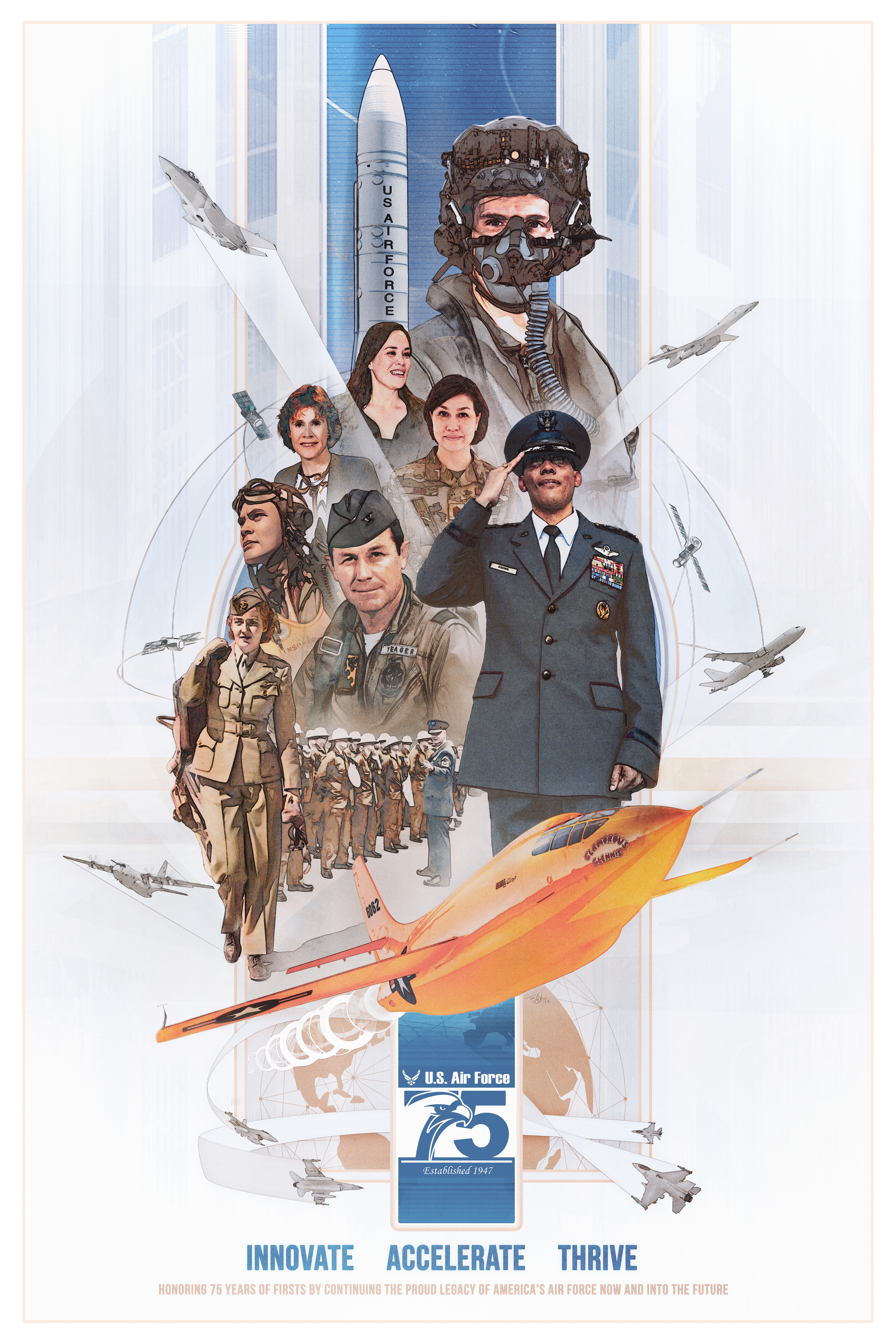 Air Force 75th Anniversary Poster: Gen. Benjamin O. Davis Jr