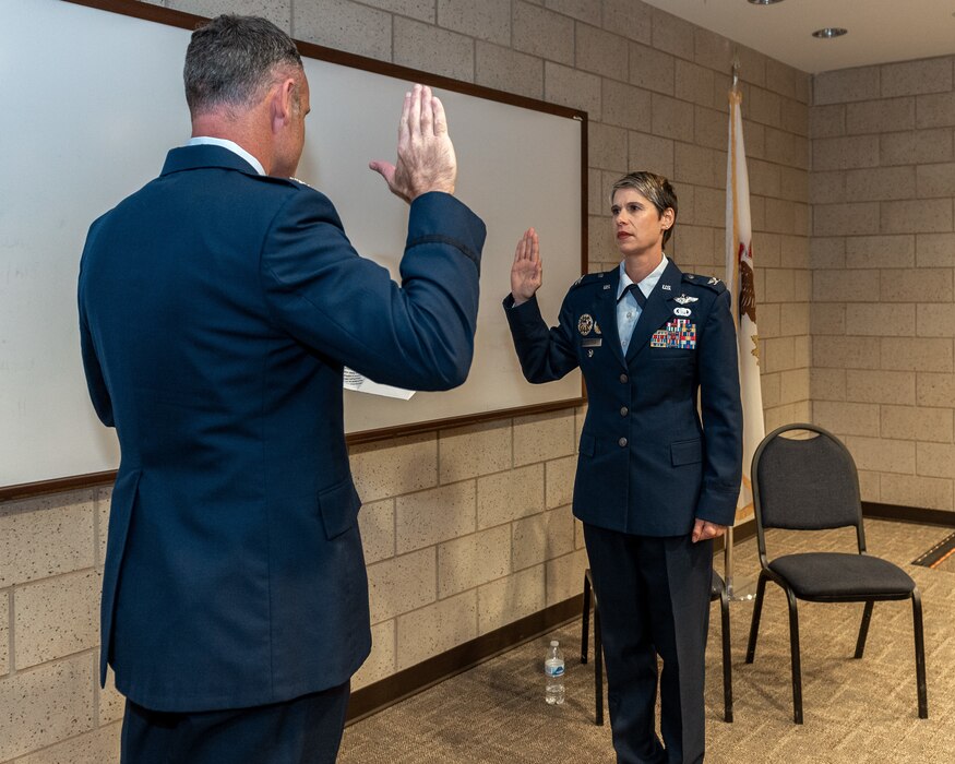 Airman taking oath of office.