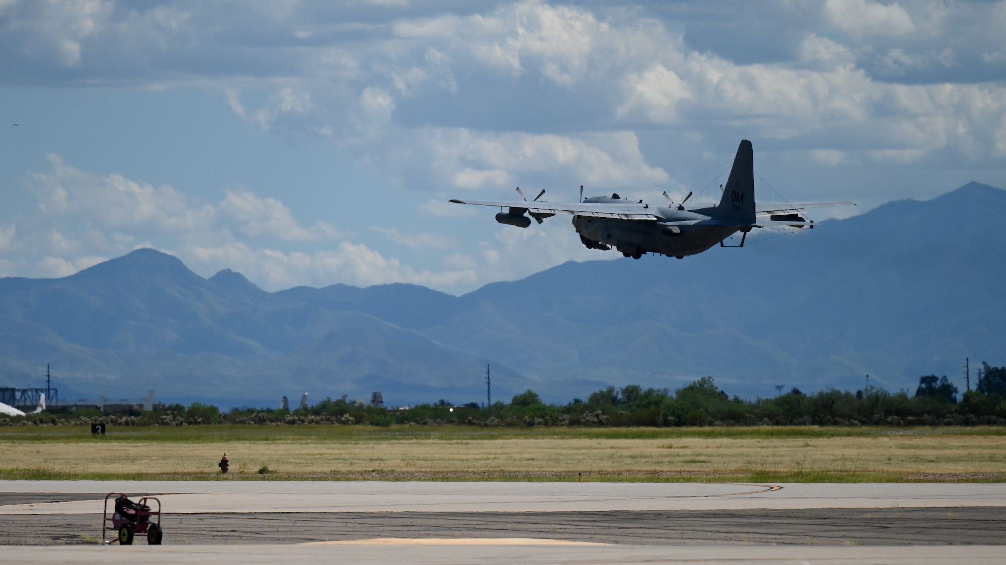 A photo of an aircraft taking off.