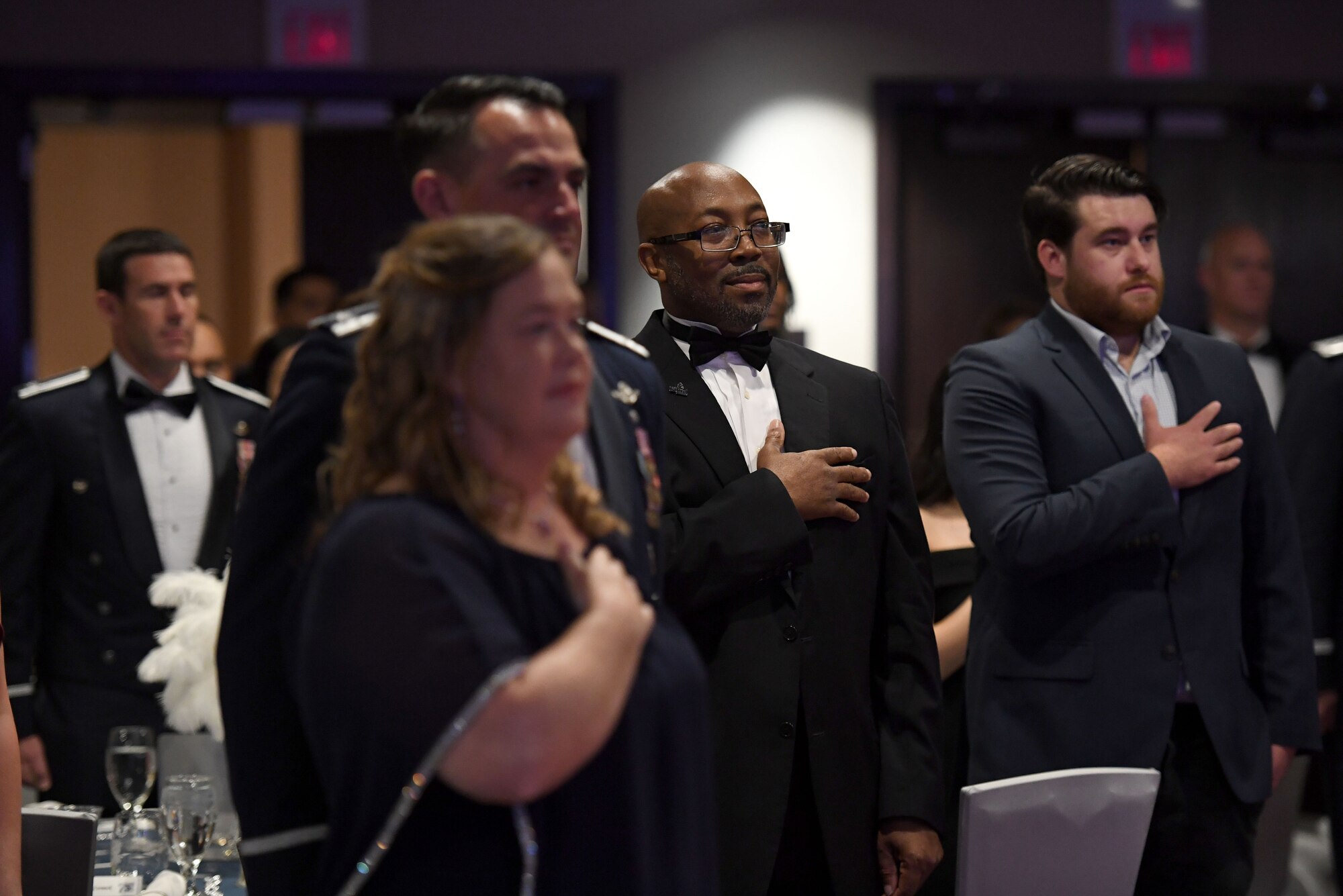 Keesler personnel attend the Keesler Air Force Ball inside the IP Casino Resort Spa at Biloxi, Mississippi, Sept. 17, 2022. The event, which celebrated the Air Force's 75th birthday, also included a cake cutting ceremony. (U.S. Air Force photo by Kemberly Groue)