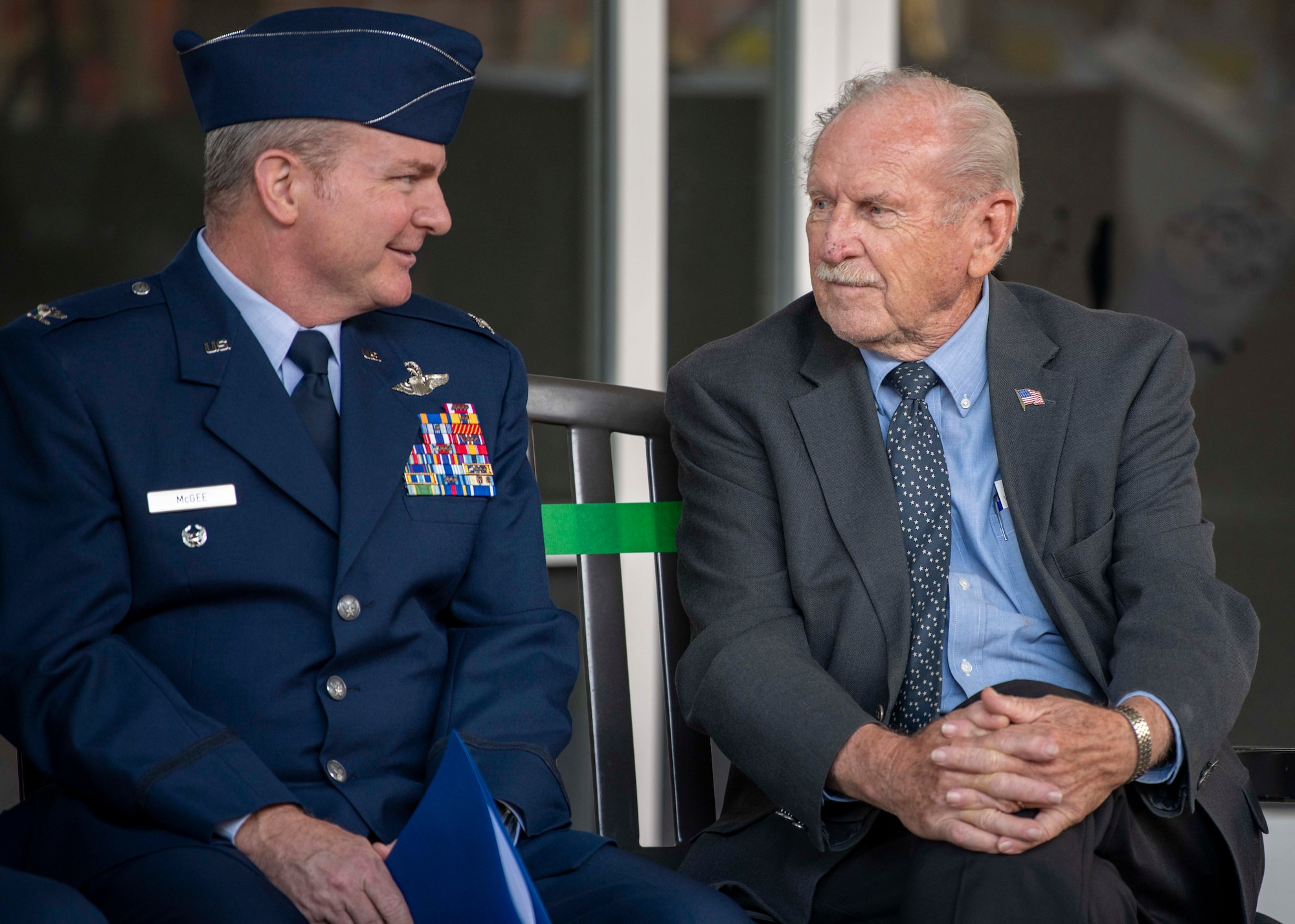 Col. Ryan Garlow (left), 60th Air Mobility Wing vice commander attended the POW/MIA tribute ceremony, Sept. 18, 2022, in Vacaville, California.  National POW/MIA Recognition Day is observed on the third Friday in September to honor those who were prisoners of war and those who are still missing in action.