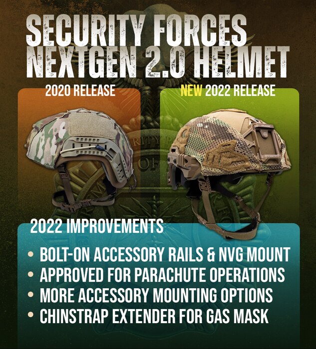 graphic showing SF helmets version 1.0 and 2.0