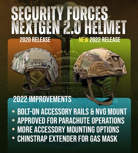 graphic showing SF helmets version 1.0 and 2.0