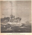 "Coast Guard Destroyer Downes (From a Painting by the Destroyer Force Bugle Staff Artist, Marius Petersen, Sea1c.)