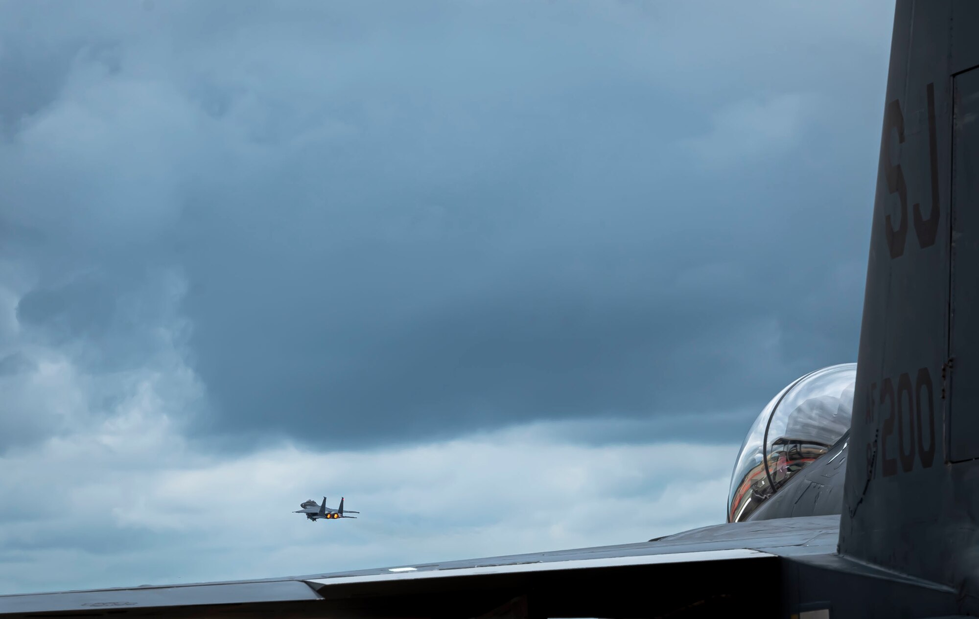 An F-15E Strike Eagle assigned to the 4th Fighter Wing takes off at Seymour Johnson Air Force Base, North Carolina, Sept. 8, 2022. The 4th FW is one of four designated lead wings under Air Combat Command. (U.S. Air Force photo by Airman 1st Class Sabrina Fuller)