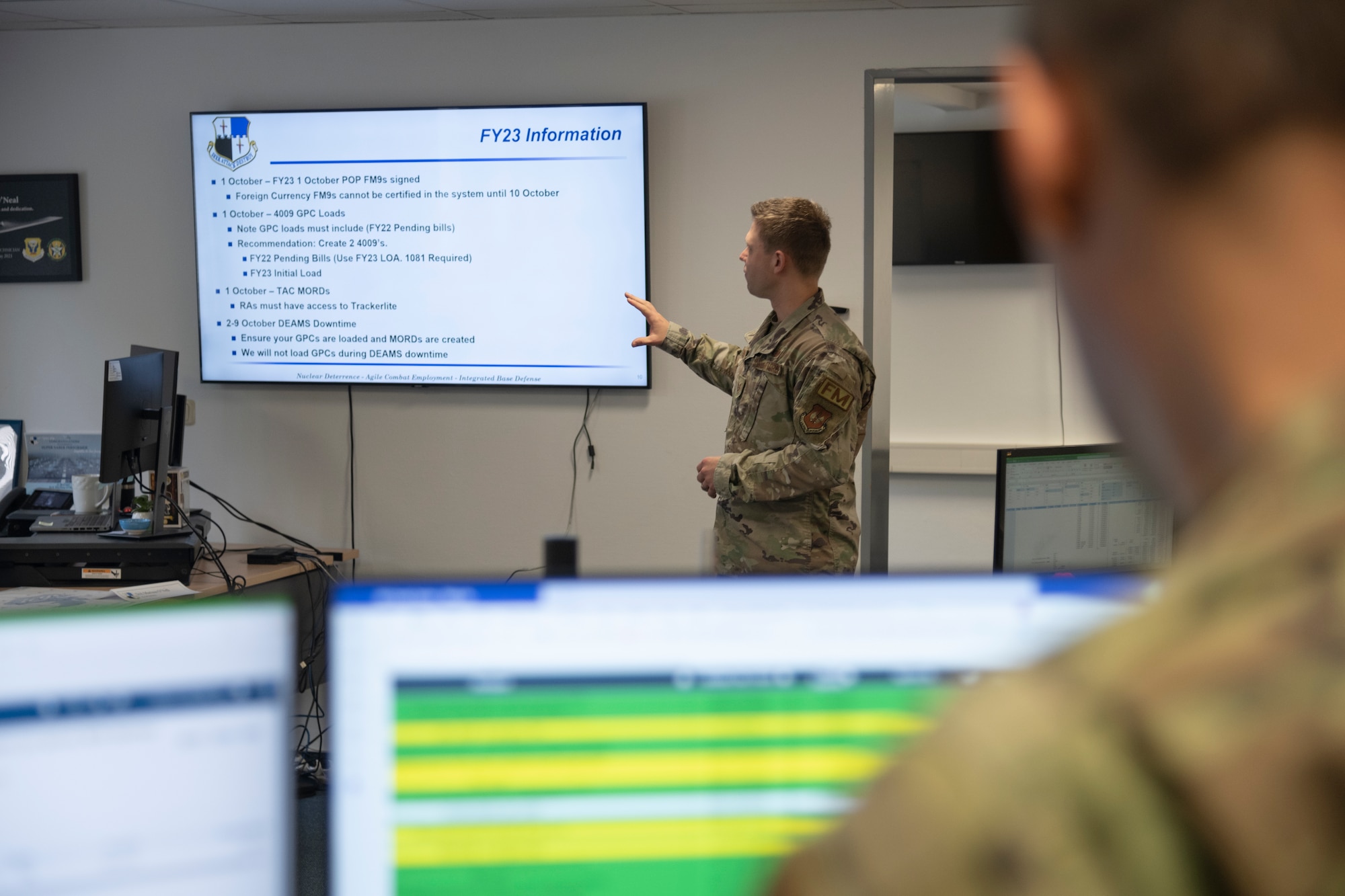 Tech. Sgt. Alex Westing gives a brief.