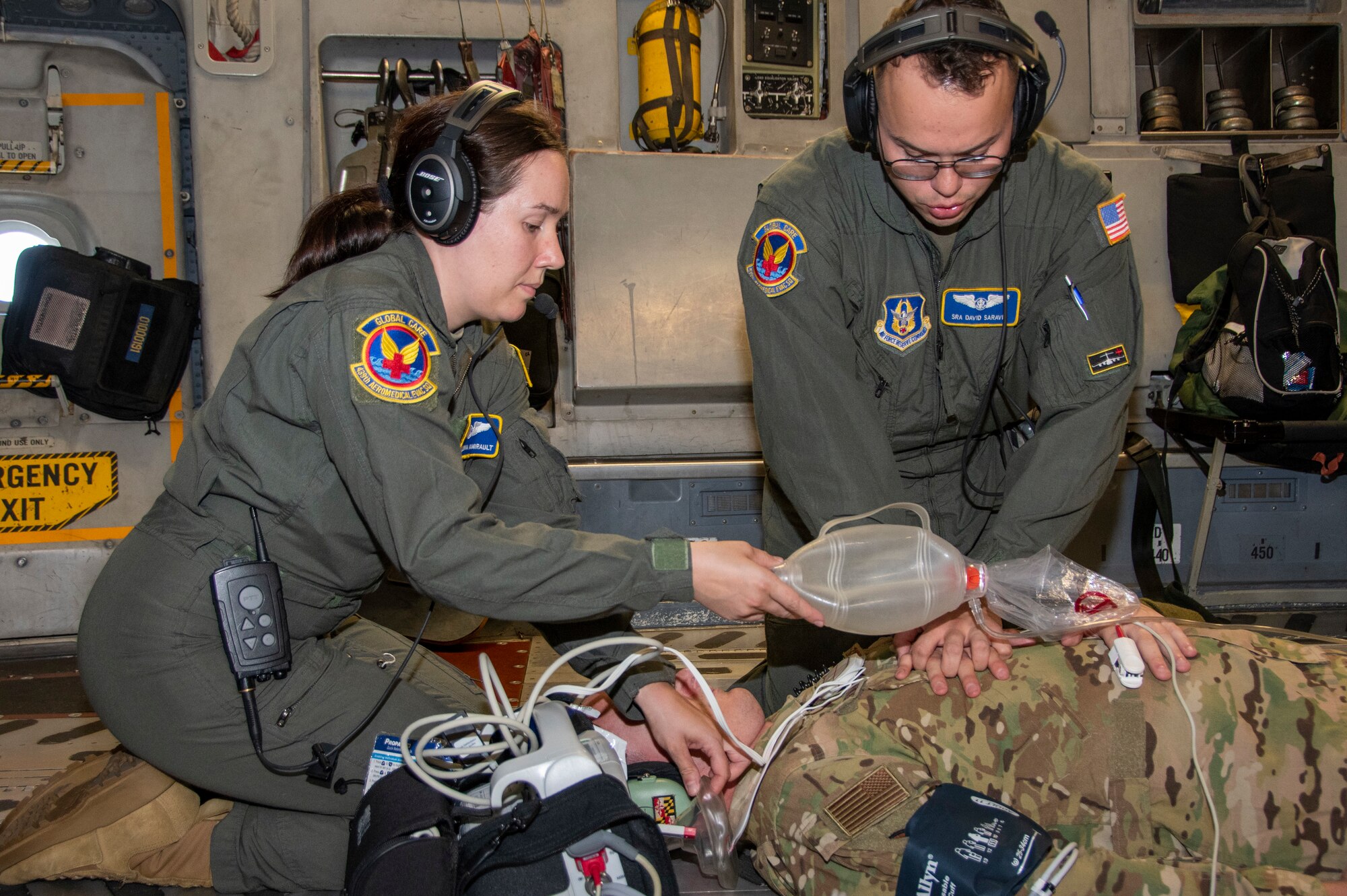 Reserve Citizen Airmen from the 439th Aeromedical Evacuation Squadron, Westover Air Reserve Base, Massachusetts, conduct readiness training, including medical operations before, during and after a flight on a C-17 Globemaster III aircraft, Sept. 11, 2022. The 326th Airlift Squadron, Dover Air Force Base, Del., provided the airlift for the 439th AES during the local sortie. (U.S. Air Force photo by Senior Airman Kalee Sexton)