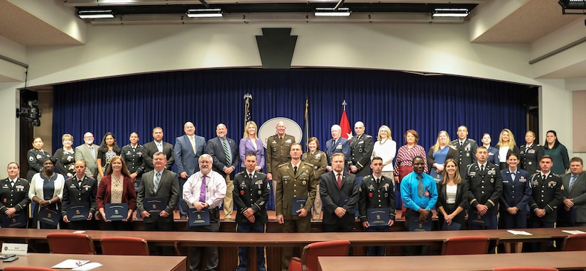 Maj. Gen. Mark Schindler, Pennsylvania’s adjutant general, recognized 30 Pennsylvania Department of Military and Veterans Affairs employees and Pennsylvania National Guard members for their extraordinary service Sept. 20 as part of Pennsylvania National Guard and Veterans Day at the Capitol in Harrisburg, Pa.