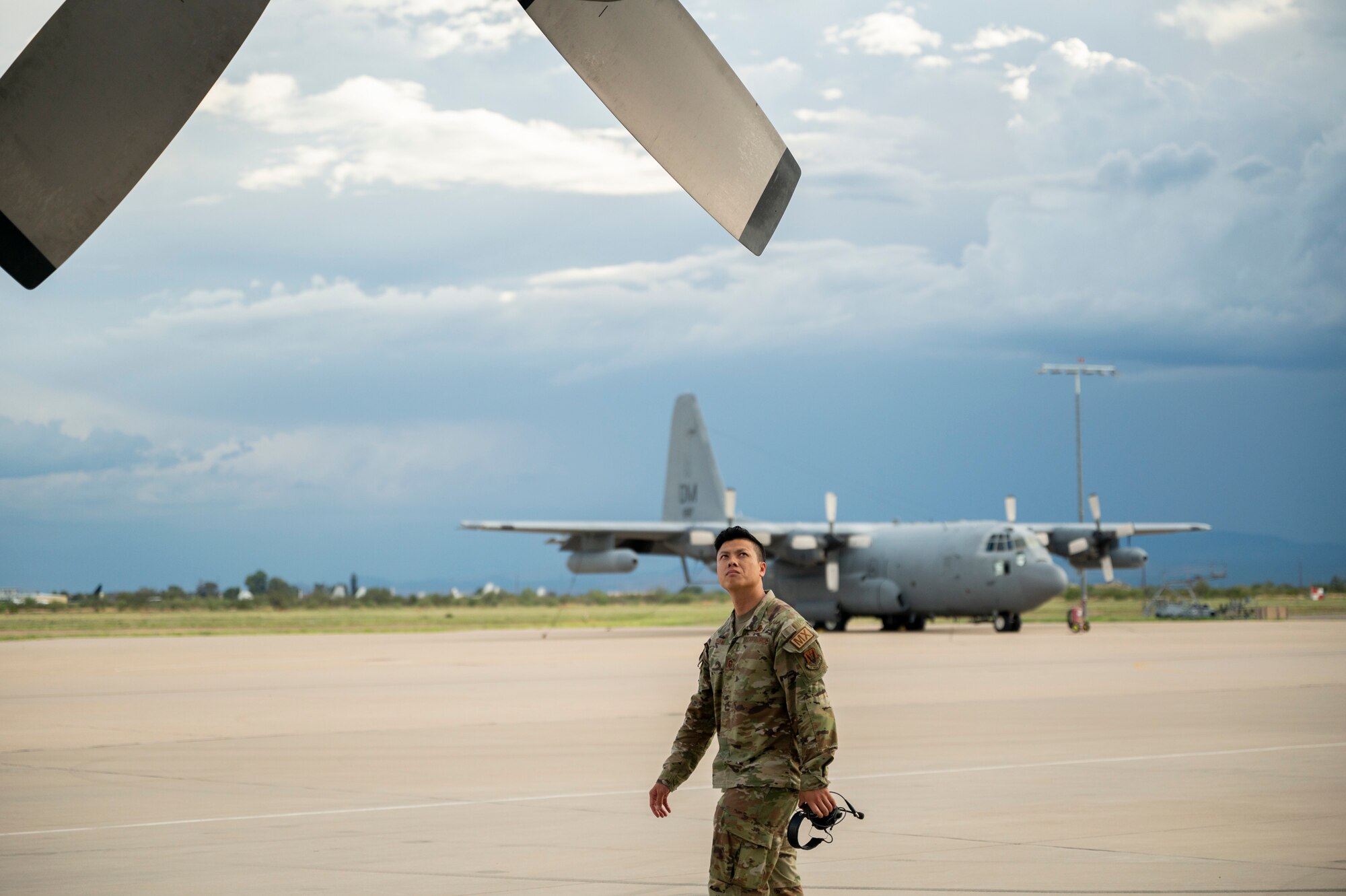 Photo of EC-130H pre-flight check