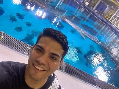 Sgt. Kevin Reyes is ready to suit up and swim with aquatic life at the Georgia Aquarium