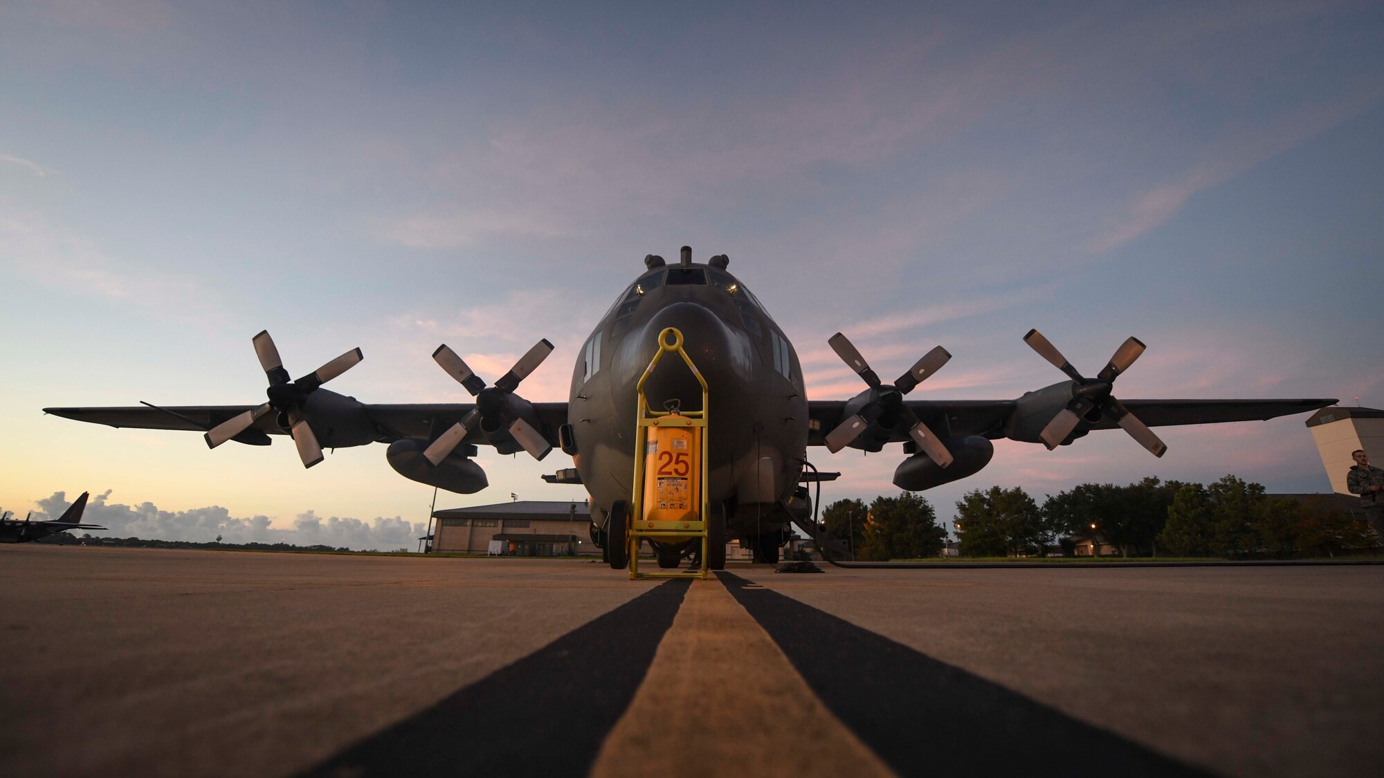 An AC-130U Spooky gunship tail number A0253 retires at Hurlburt Field, Florida, Sept. 11, 2018. Spooky A0253 was retired to the 309th Aerospace Maintenance and Regeneration Group, known as the aircraft boneyard, at Davis-Monthan Air Force Base, Arizona, after 23 years of service. (U.S. Air Force photo by Airman 1st Class Dennis Spain)