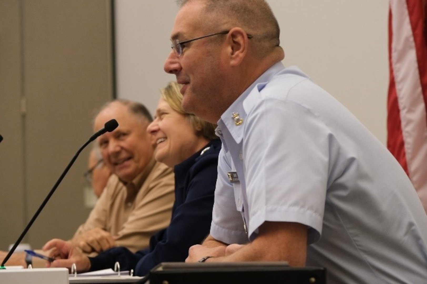 The Master Chief Petty Officer of the Coast Guard Heath Jones addresses attendees at the 40th annual Coast Guard National Retiree Council’s (CGNRC), Sep. 7-8, 2022. (USCG photo)