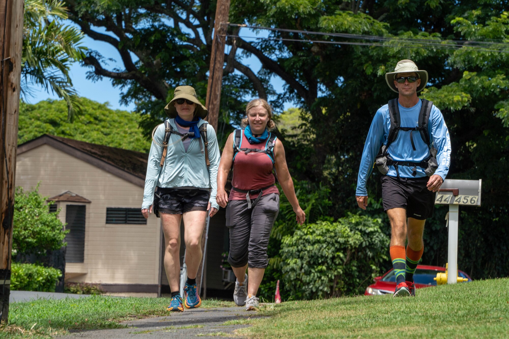 Members from the 392nd Intelligence Squadron trek around the Island of Oahu, August 11, 2022. The Intelligence, Surveillance and Reconnaissance Group resiliency team set out to complete the 138-mile trek for resiliency for the third year in a row. “I am incredibly blessed to be here and to be a part of the resiliency team, hiking with all of the squadrons out here, walking together and getting to know them and know their needs.” said Maj. Meghan Dailey, 692 ISRG physician assistant. “It’s been a huge challenge, but we are going to push through and hike the whole thing.” (U.S. Air Force photo by Senior Airman Makensie Cooper)
