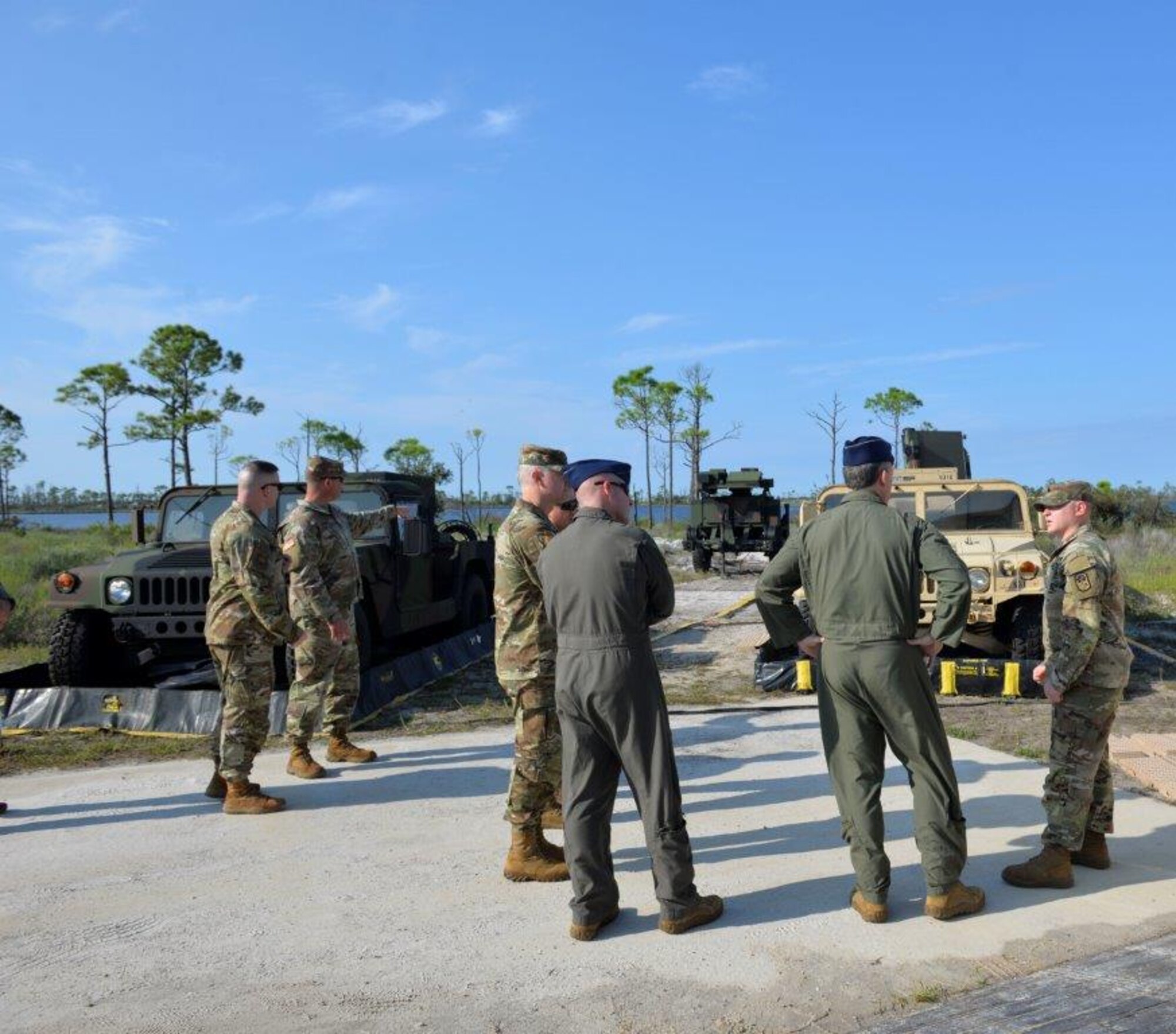 U.S. Air Force Lt. Gen. Kirk Pierce, Continental U.S. NORAD Region - 1st Air Force (Air Forces Northern and Air Forces Space) commander, was briefed on the capabilities of the Sentinel Aerial Surveillance Radar from a member of the 263rd Army Air and Missile Defense Command, at Tyndall Air Force Base, Fla., Sept. 14, 2022. Air Force and Army air defense partners showcased enhancements meant to raise battlespace awareness through increasing threat identification allowing for more time for leaders to make decisions.