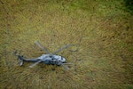 An Alaska Air National Guard HH-60G Pave Hawk assigned to the 210th Rescue Squadron a real-world rescue operation at Point MacKenzie, Alaska, Sept. 1, 2022. After a Christen A-1 Husky crashed into a marsh, National Guardsmen rappelled and conducted a rescue operation, ensuring the aircraft was safely vacated. (U.S. Air Force photo by Airman 1st Class Julia Lebens)