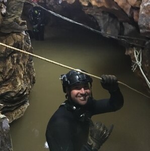 Tech Sgt Jamie Brisbin of the 106th Rescue Wing's 103rd Rescue Squadron took part as a diver in the 2018 Thai Cave rescue of 12 boys and their soccer coach. At the time, Brisbin was a pararescueman with the 31st Rescue Squadron at Kadena Air Base in Okinawa.