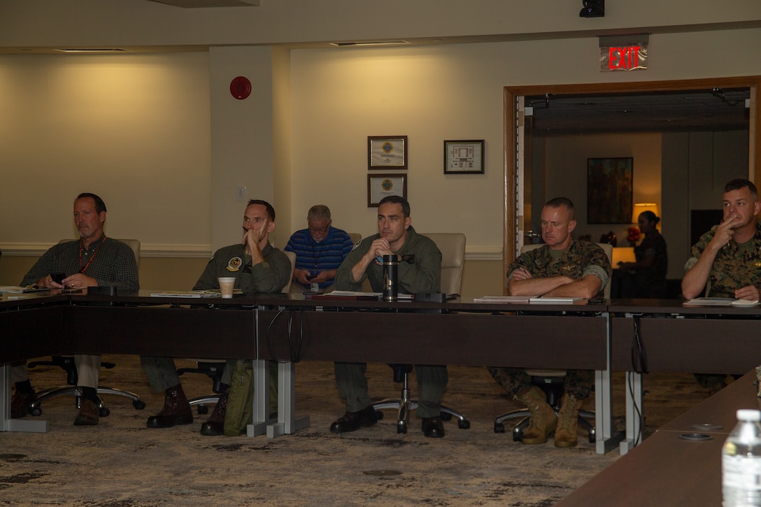 Key personnel from Marine Corps Air Station (MCAS) Cherry Point attend the F-35 Site Activation Task Force (SATAF) fourth semi-annual meeting, Cherry Point Inn, Marine Corps Air Station (MCAS) Cherry Point, Sept. 21-22, 2022. The two-day conference allowed stakeholders from the air station, 2nd Marine Aircraft Wing, Lockheed Martin, Pratt and Whitney, Headquarters Marine Corps, and Joint Program Office to assemble and identify site-specific activation requirements to allow the F-35 Lightning II to become operational at the installation. (U.S. Marine Corps photo by Lance Cpl. Lauralle Walker)