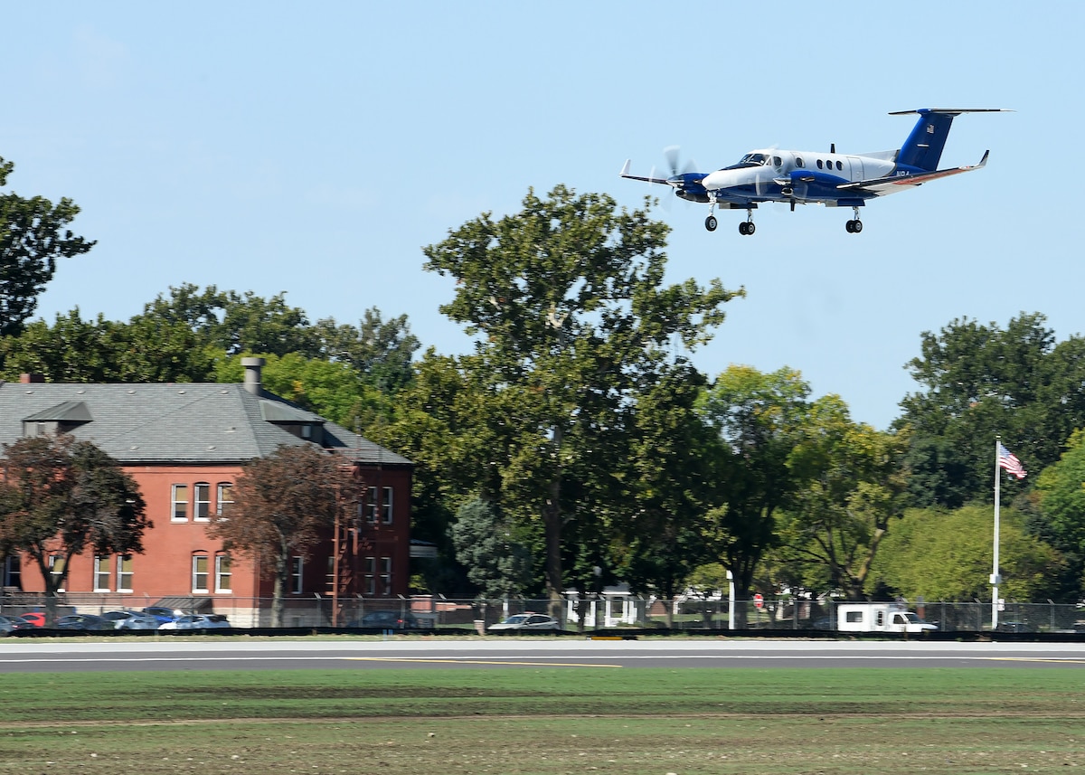 Small plane approaching runway
