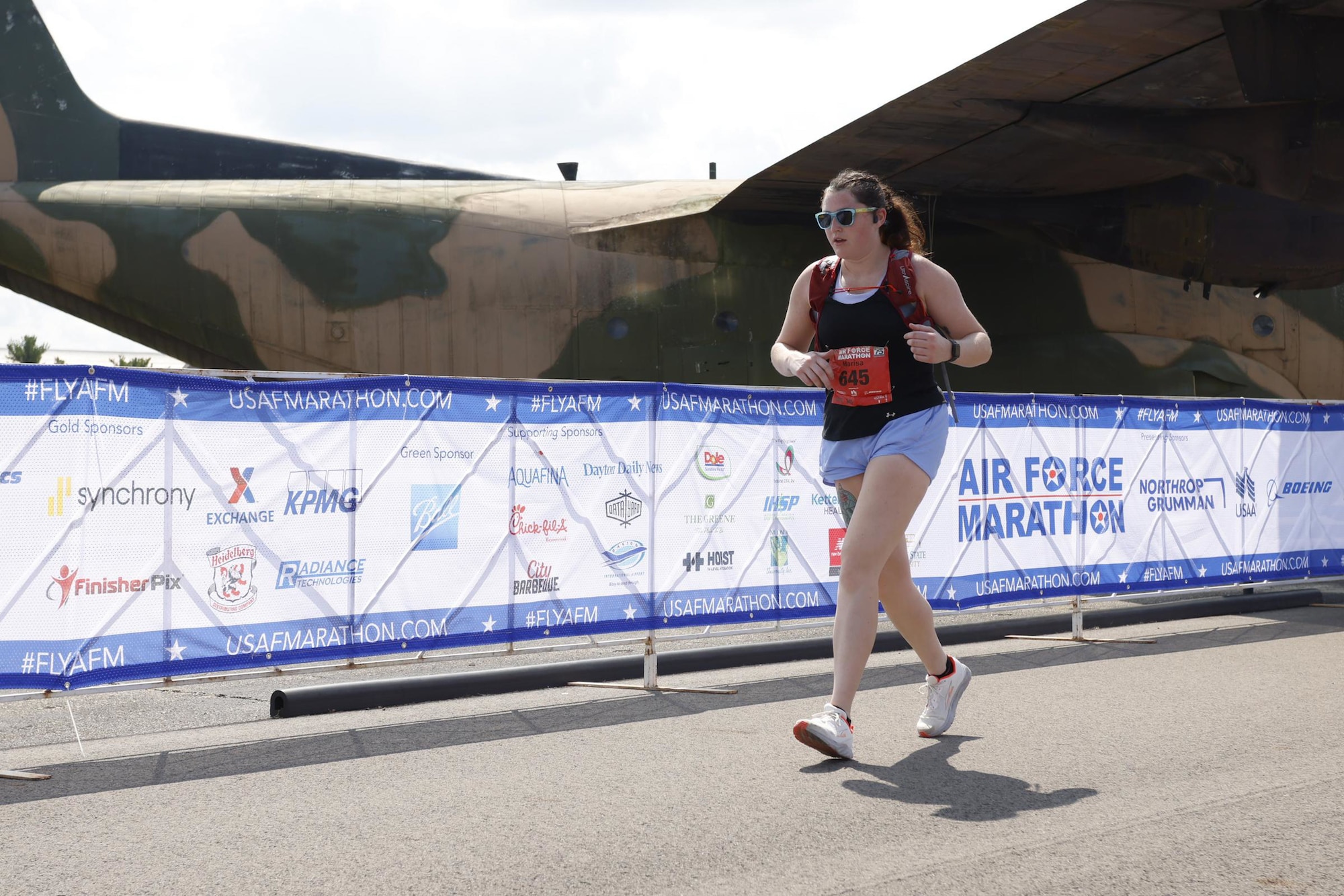 U.S. Air Force Tech. Sgt. Marisa Onofrio, a physical therapist assigned to the 6th Medical Group, competes in the 2022 Air Force Marathon at Wright-Patterson Air Force Base, Ohio, Sept. 17, 2022. More than 8,500 runners from 50 states and 18 countries participated in the race to commemorate the marathon’s 26th year. (Photo courtesy of U.S. Air Force Tech. Sgt. Marisa Onofrio)
