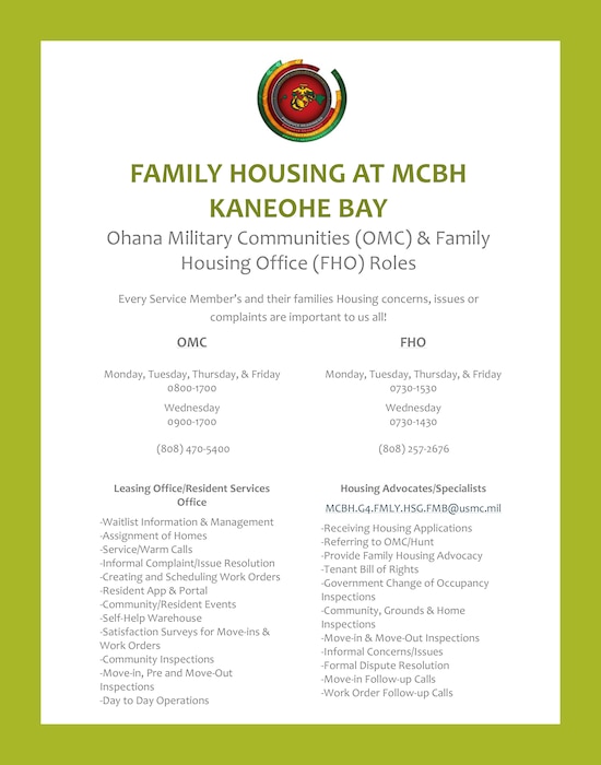 Ohana Military Communities and Family Housing Roles