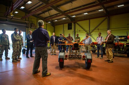 U.S. and U.K. government and military leaders visit the QinetiQ Rangehead facility, Sept. 7, 2022, prior to a demonstration during Exercise Atlantic Thunder 2022 in the Hebrides Islands, Scotland.