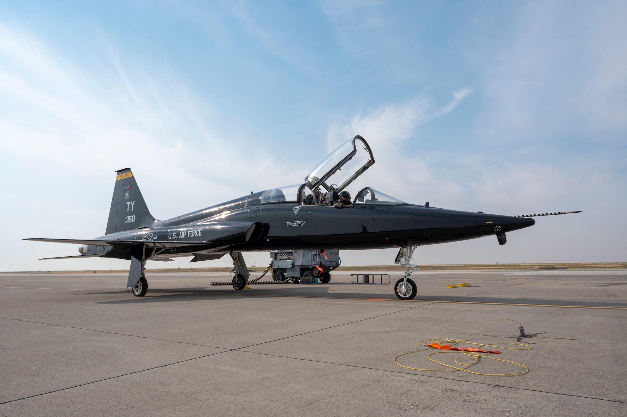 an aircraft on the flight line