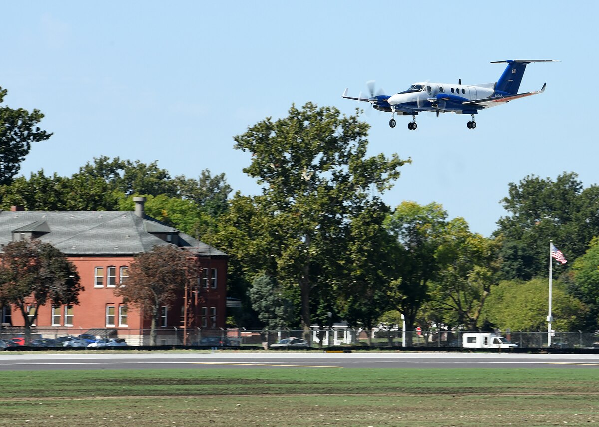 Small plane approaching runway