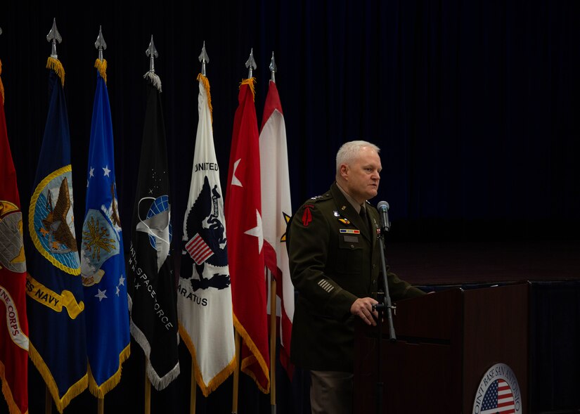 U.S. Army Lt. Gen. John Evans, U.S. Army North’s commanding general, shares remarks at the Gold Star Mother’s and Family Day event held at Joint Base San Antonio-Fort Sam Houston, Texas, September 25, 2022. Gold Star Mother’s and Family Day honors the mothers, fathers, and families of fallen military service members. It provides an opportunity for us as a nation to pay tribute to their sacrifices and support those who remain behind. (U.S. Army Photo by Spc. Gianna Elle Sulger)