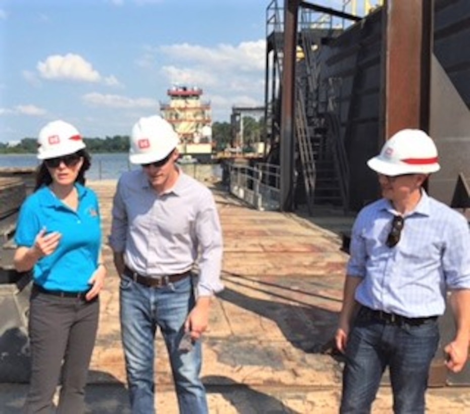 District Counsel Suzy Weil working on the dry dock at Ensley Engineer Yard.