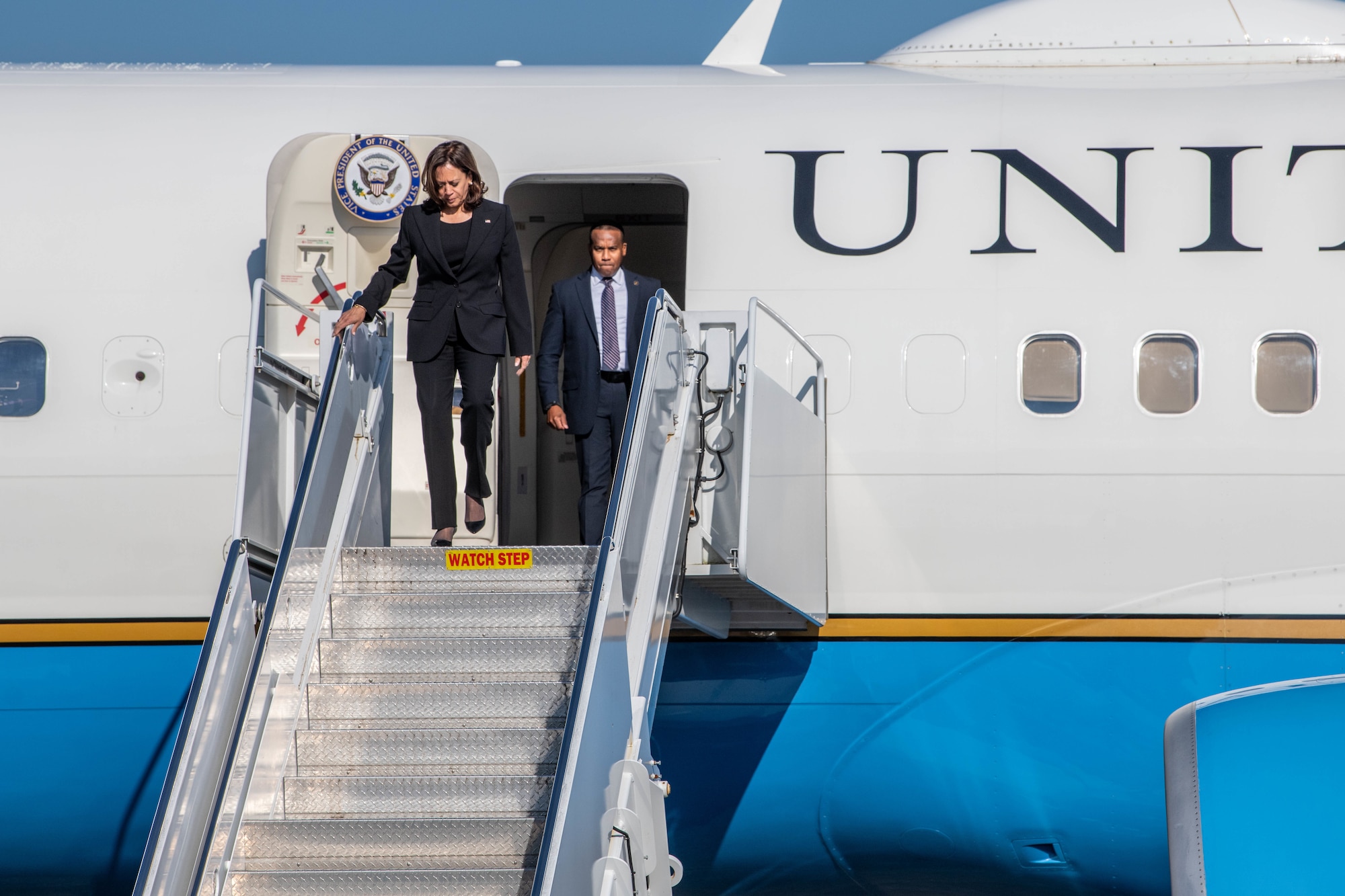 Vice President walks down stairs