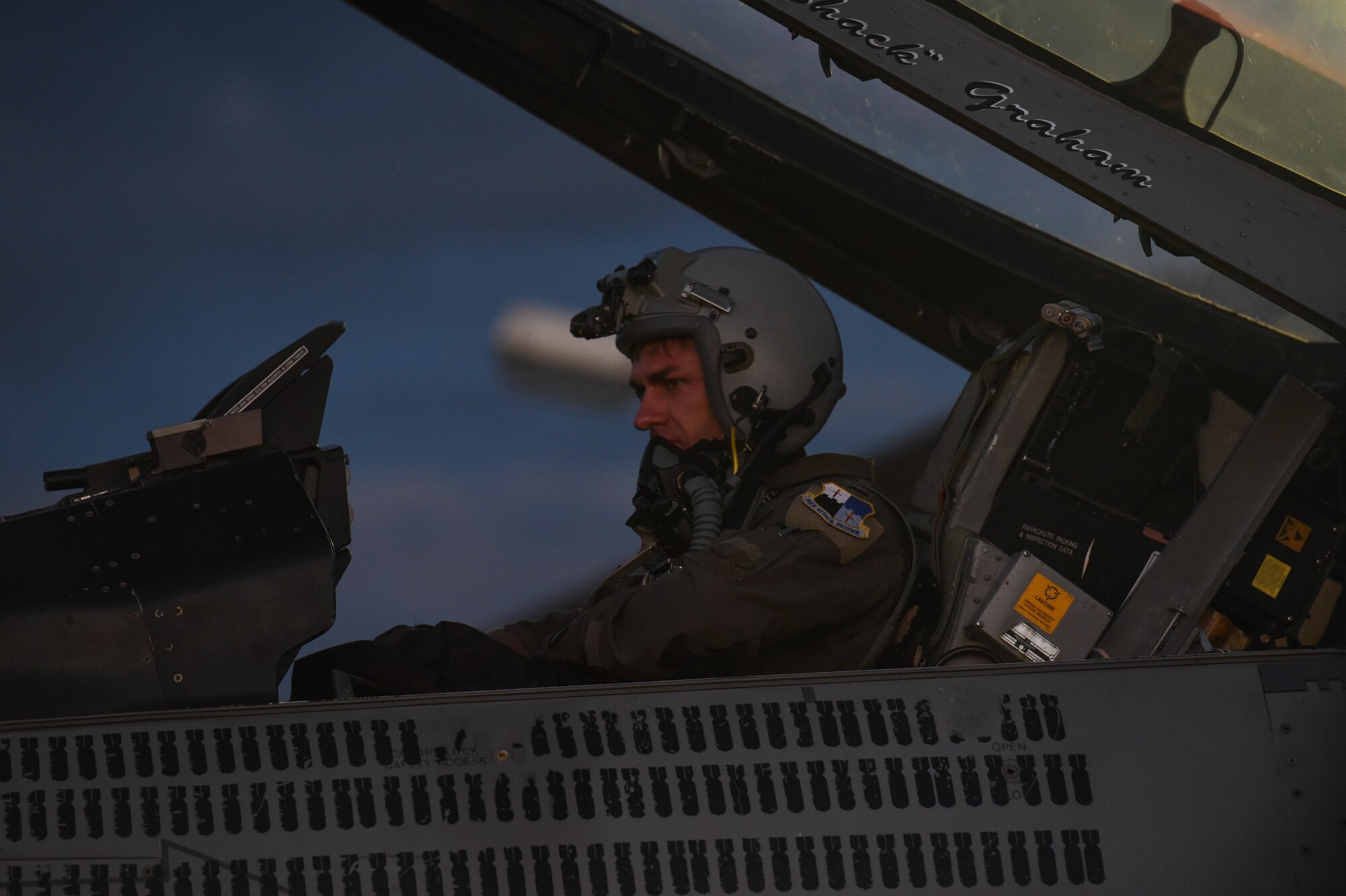 A pilot prepares to launch an aircraft.