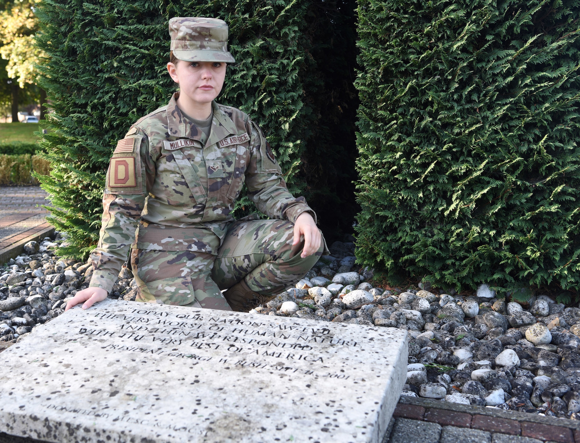 Airman 1st Class Kate Mullikin, 100th Air Refueling Wing Public Affairs specialist, was 5 years old when a plane hit the World Trade Center on Sept. 11, 2001. Twenty-one years on, she shared her memories of that fateful day. (U.S. Air Force photo by Karen Abeyasekere)