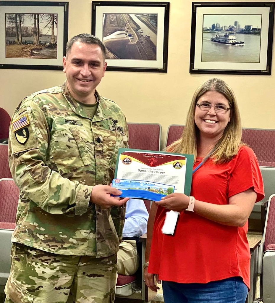 August Employee of the Month Civil Engineer Samantha Harper was called upon to support the commander’s visits, to which she happily accepted. 

Supporting these visits included working with district Project Management personnel to plan the visits, prepare the presentations, as well as providing multiple presentations at various project sites featuring the Marion Berry Pumping Station and Grand Prairie Pumping Station. 

She did everything from unlocking gates and buildings to preparing the presentation boards, giving presentations, and providing guided tours of the pumping plants.