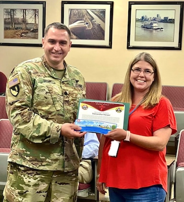 August Employee of the Month Civil Engineer Samantha Harper was called upon to support the commander’s visits, to which she happily accepted. 

Supporting these visits included working with district Project Management personnel to plan the visits, prepare the presentations, as well as providing multiple presentations at various project sites featuring the Marion Berry Pumping Station and Grand Prairie Pumping Station. 

She did everything from unlocking gates and buildings to preparing the presentation boards, giving presentations, and providing guided tours of the pumping plants.