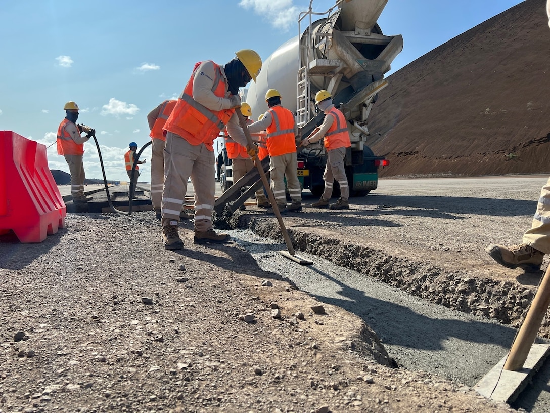 A team of contractors continues a full-depth replacement of a 10,000-foot runway at Ascension Auxiliary Airfield.