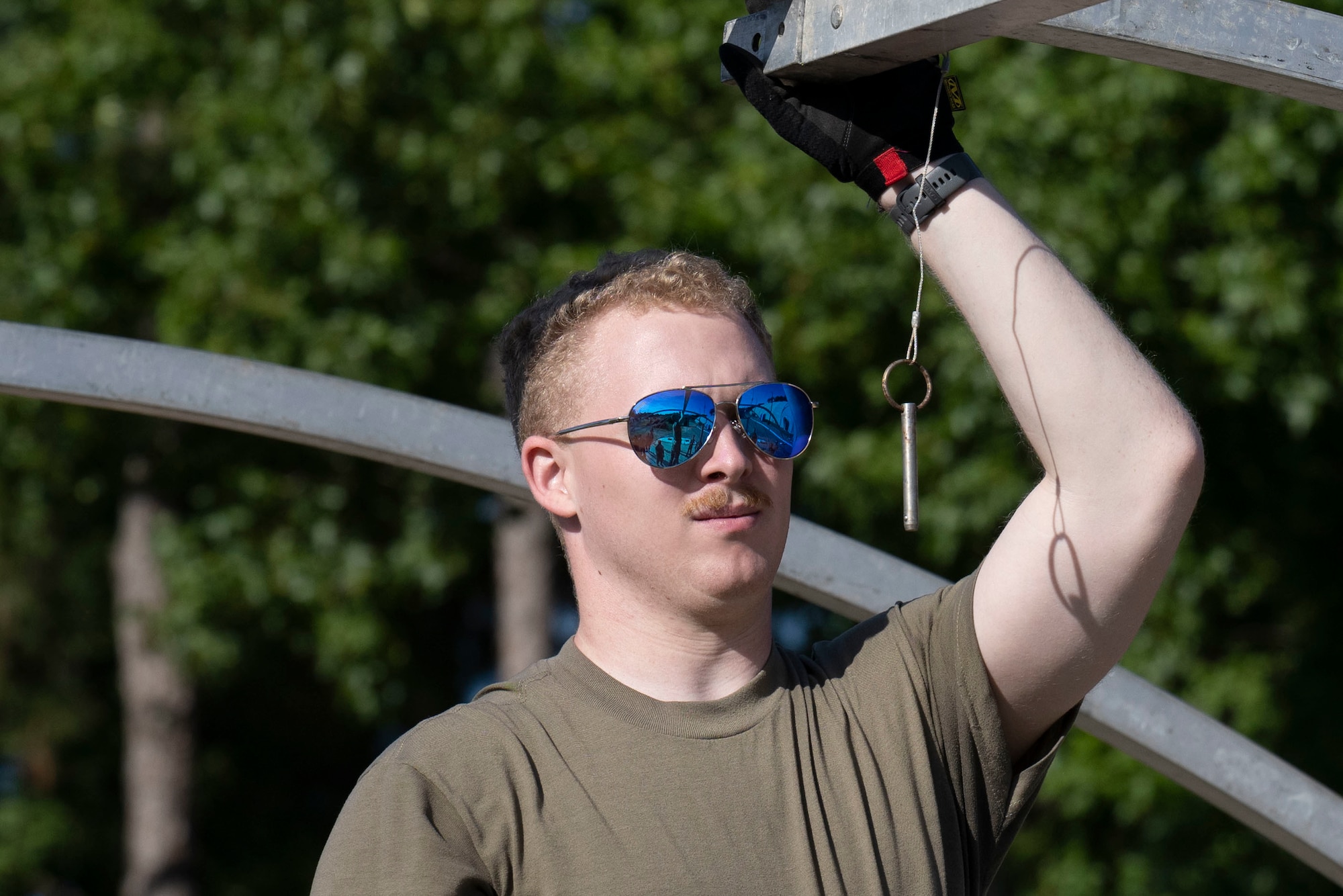 Airman 1st Class Dante Bair, 4th Logistics Readiness Squadron material management specialist, assembles a tent during a Multi-Capable Airman exercise at Seymour Johnson Air Force Base, North Carolina, Sept. 14, 2022. Airmen participating in exercise were taught to do basic tasks outside of their usual specialty to become more well-rounded. (U.S. Air Force photo by Senior Airman Kevin Holloway)