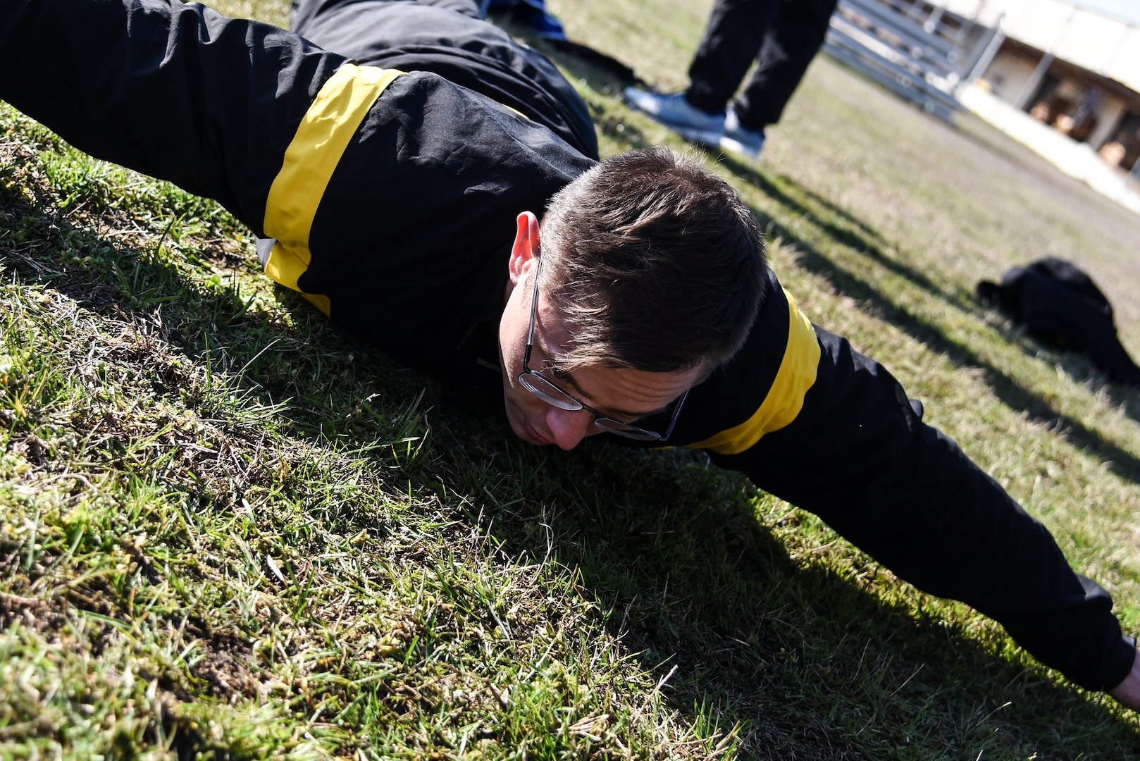 Virginia Army National Guard Soldiers compete in a Battalion Army Combat Fitness Test Challenge Feb. 28, 2020, at Defense Supply Center Richmond, Virginia. Soldiers competed in teams of three, with one officer, one noncommissioned officer and one junior enlisted Soldier. (U.S. Army National Guard photo by Sgt. 1st Class Terra C. Gatti)