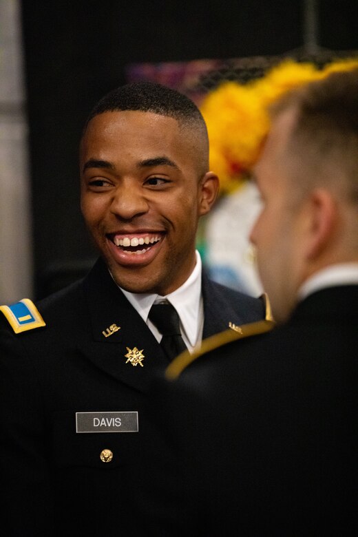 Army 2nd Lt. Isiah Davis smiles after being commissioned as an officer in the Kentucky National Guard at the Kentucky State Capitol rotunda in Frankfort, Ky. on Sept. 24, 2022. Davis and six other lieutants were joined by friends and family at the commissioning ceremony. (U.S. Army photo by Andy Dickson)