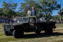 Gov. Spencer J. Cox, commander in chief, and Maj. Gen. Michael J. Turley, the adjutant general, Utah National Guard, conduct a pass in review during the 67th annual Governor’s Day at Camp Williams, Utah, Sept. 24, 2022.