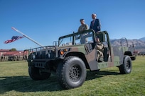 Gov. Spencer J. Cox and Maj. Gen. Michael J. Turley conduct a pass and review during the 67th annual Governor’s Day at Camp Williams, Utah, Sept. 24, 2022.