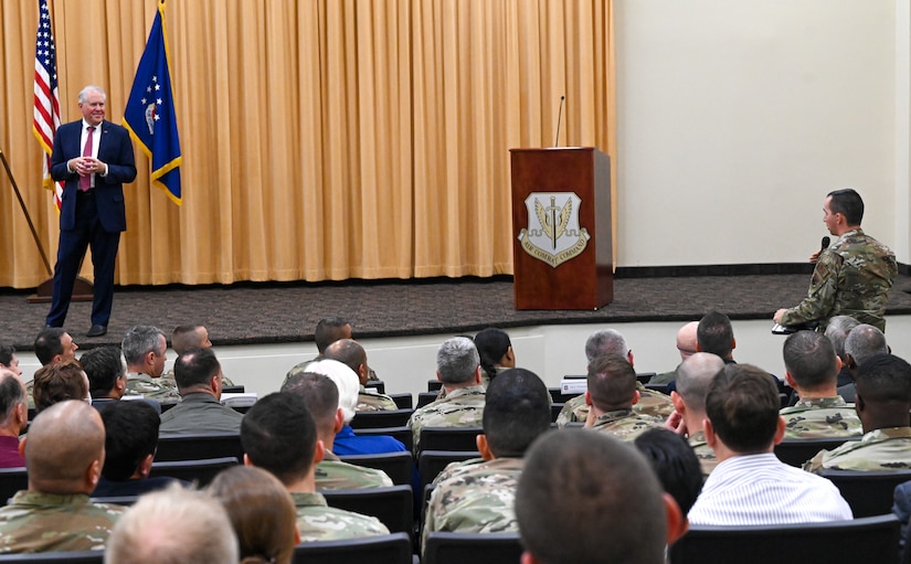 SECAF visits Joint Base Langley-Eustis.