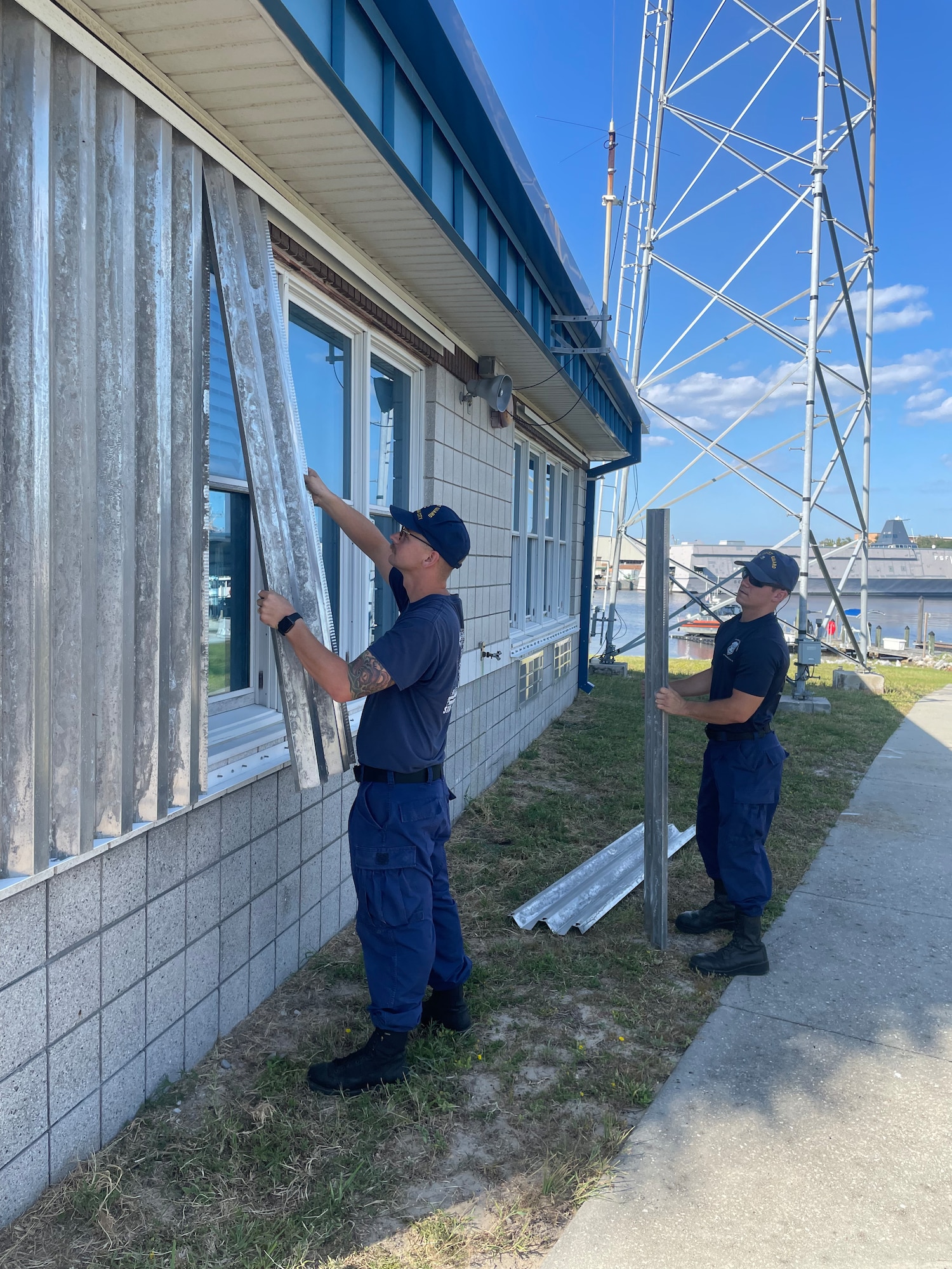 Coast Guard Station Panama City personnel prepare unit for Hurricane Ian Sept. 25, 2022, in Panama City, Fla. Units across the Gulf Coast are preparing for Hurricane Ian's arrival. (Coast Guard photo, courtesy Station Panama City)